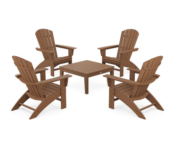 5-Piece Nautical Curveback Adirondack Chair Conversation Set with 36" Conversation Table