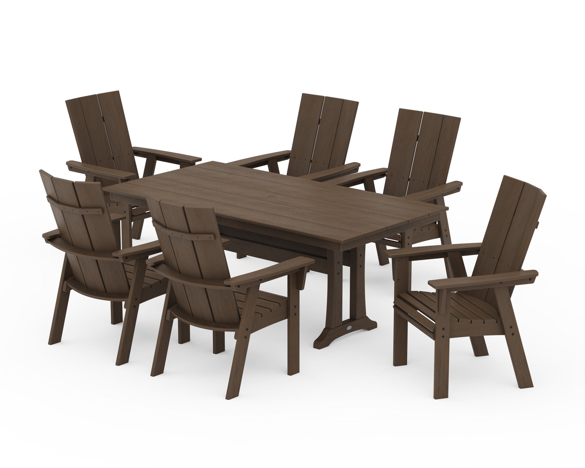 Modern Curveback Adirondack 7-Piece Farmhouse Dining Set with Trestle Legs