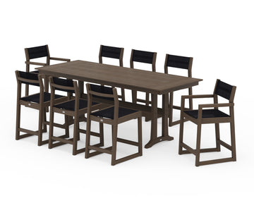 EDGE Sling 9-Piece Farmhouse Counter Set with Trestle Legs