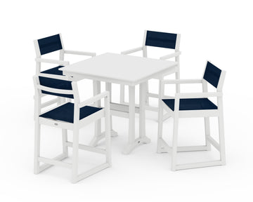 EDGE Sling Arm Chair 5-Piece Farmhouse Counter Set with Trestle Legs