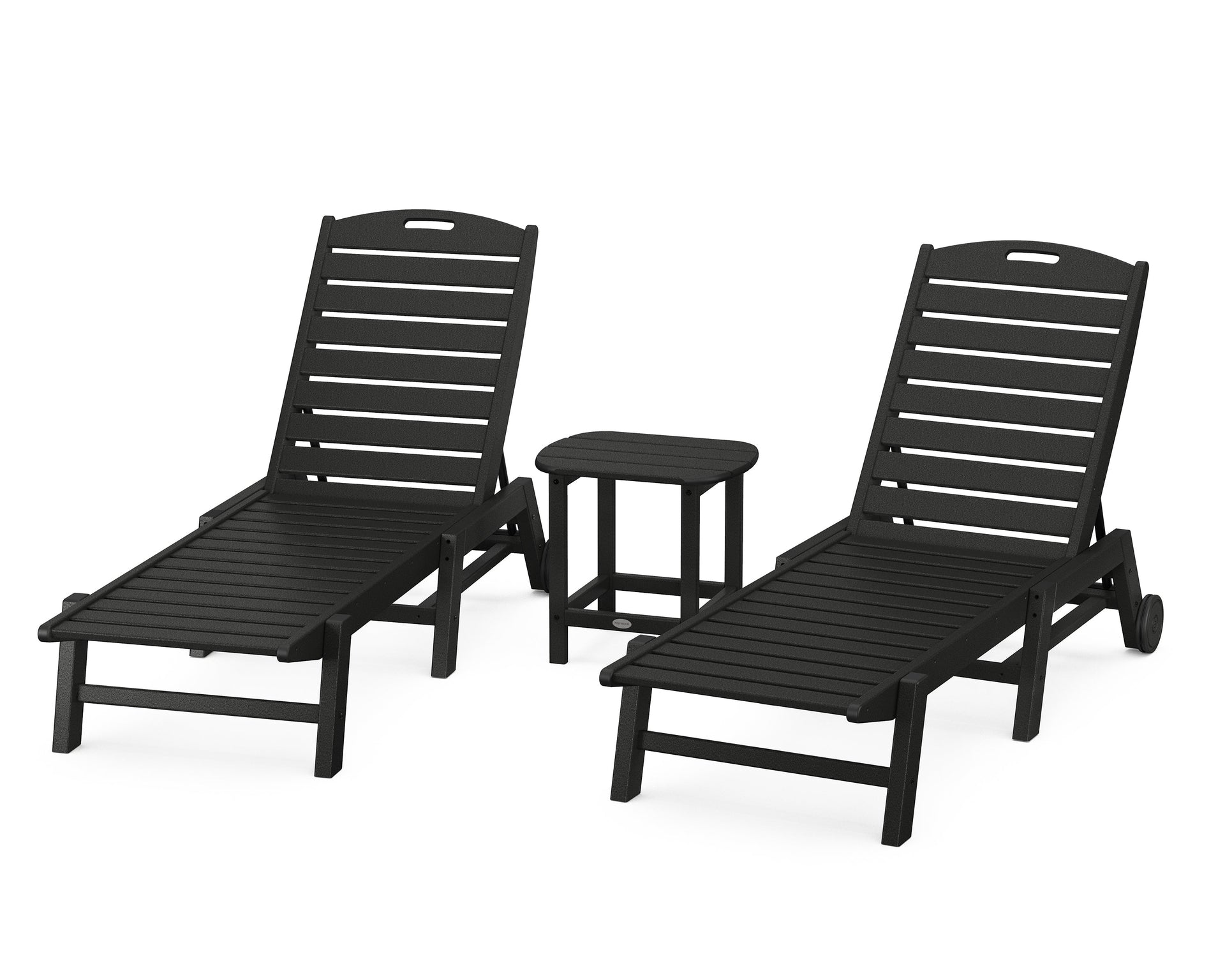 Nautical 3-Piece Chaise Lounge with Wheels Set with South Beach 18" Side Table
