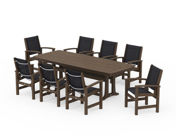 Coastal 9-Piece Dining Set with Trestle Legs
