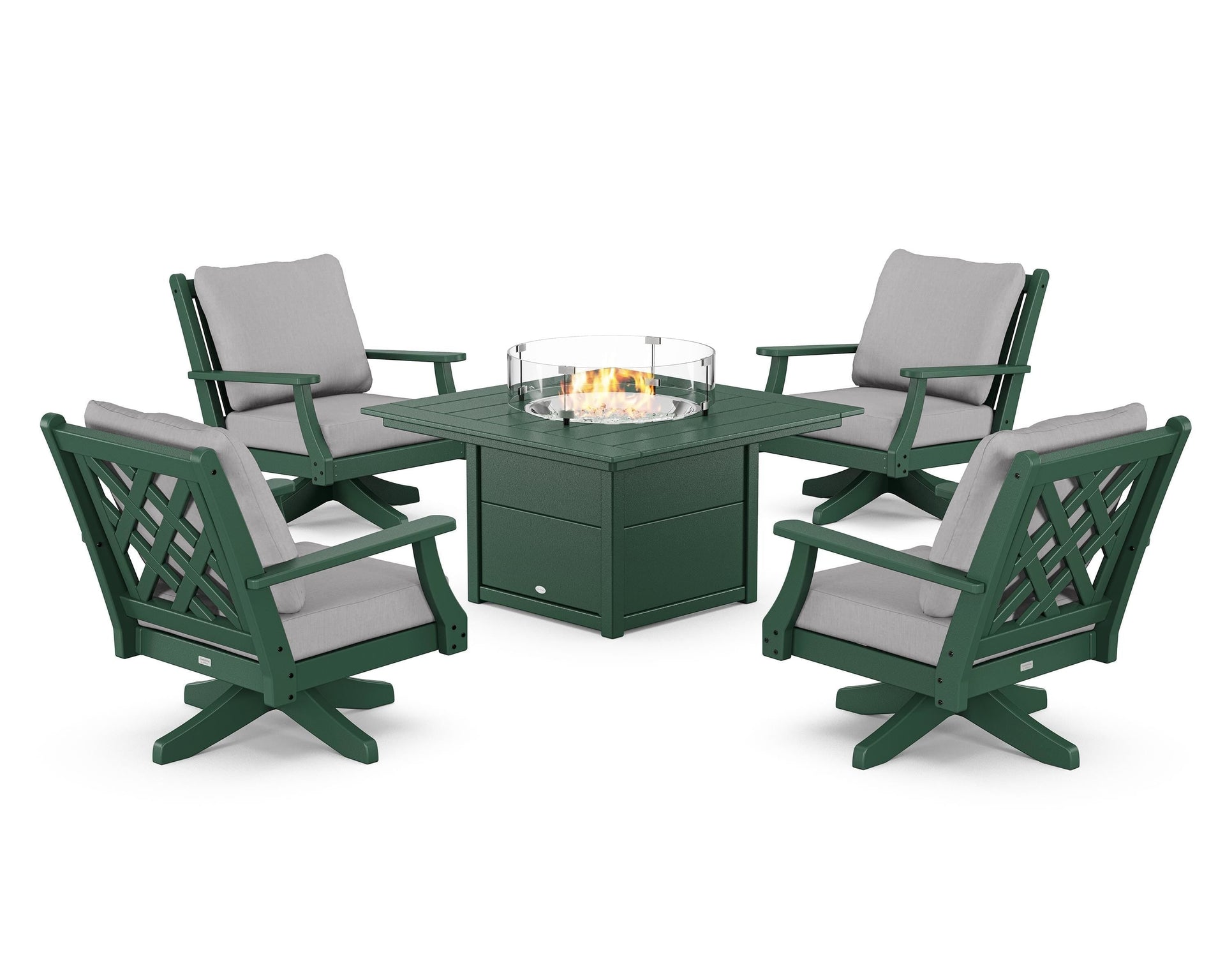 Wovendale 5-Piece Deep Seating Swivel Conversation Set with Fire Pit Table