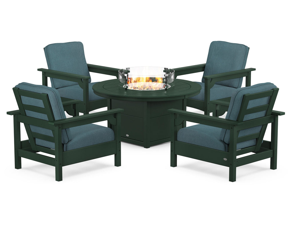Club 5-Piece Conversation Set with Fire Pit Table