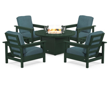 Club 5-Piece Conversation Set with Fire Pit Table