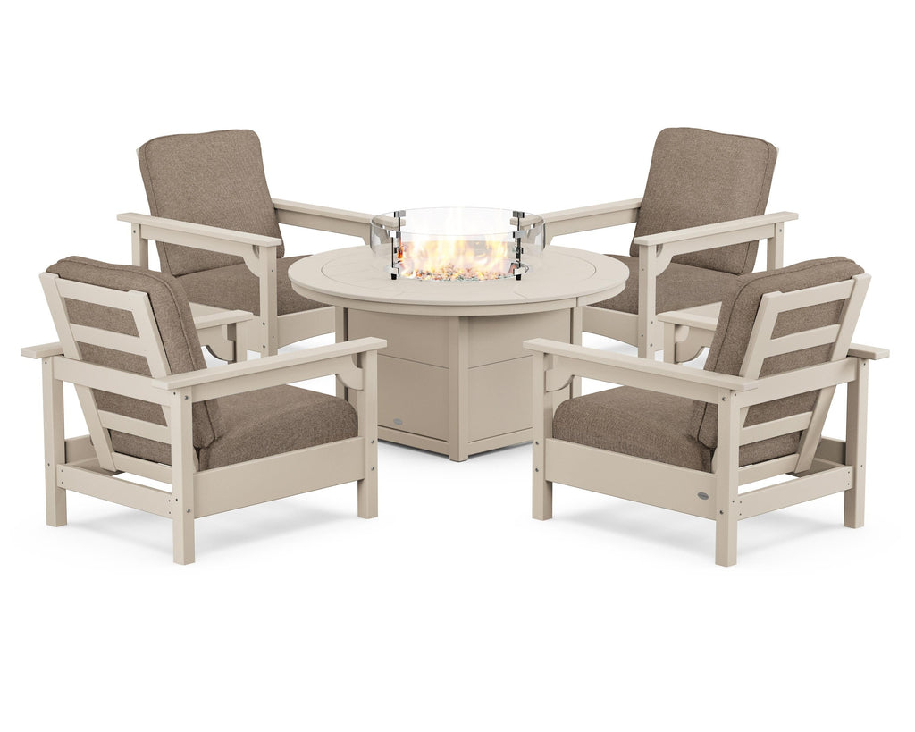 Club 5-Piece Conversation Set with Fire Pit Table
