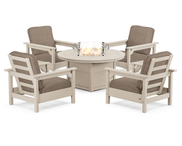 Club 5-Piece Conversation Set with Fire Pit Table