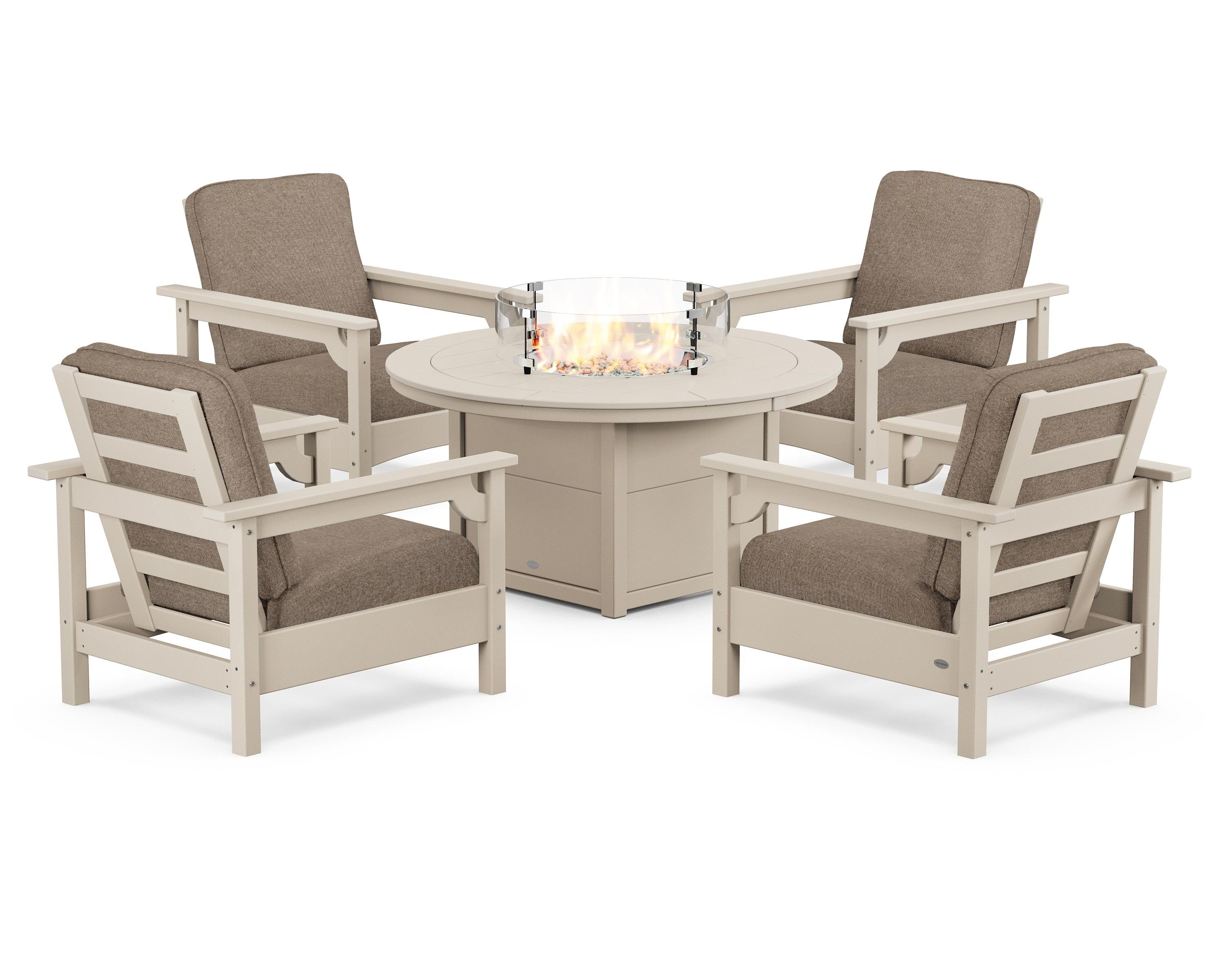 Club 5-Piece Conversation Set with Fire Pit Table