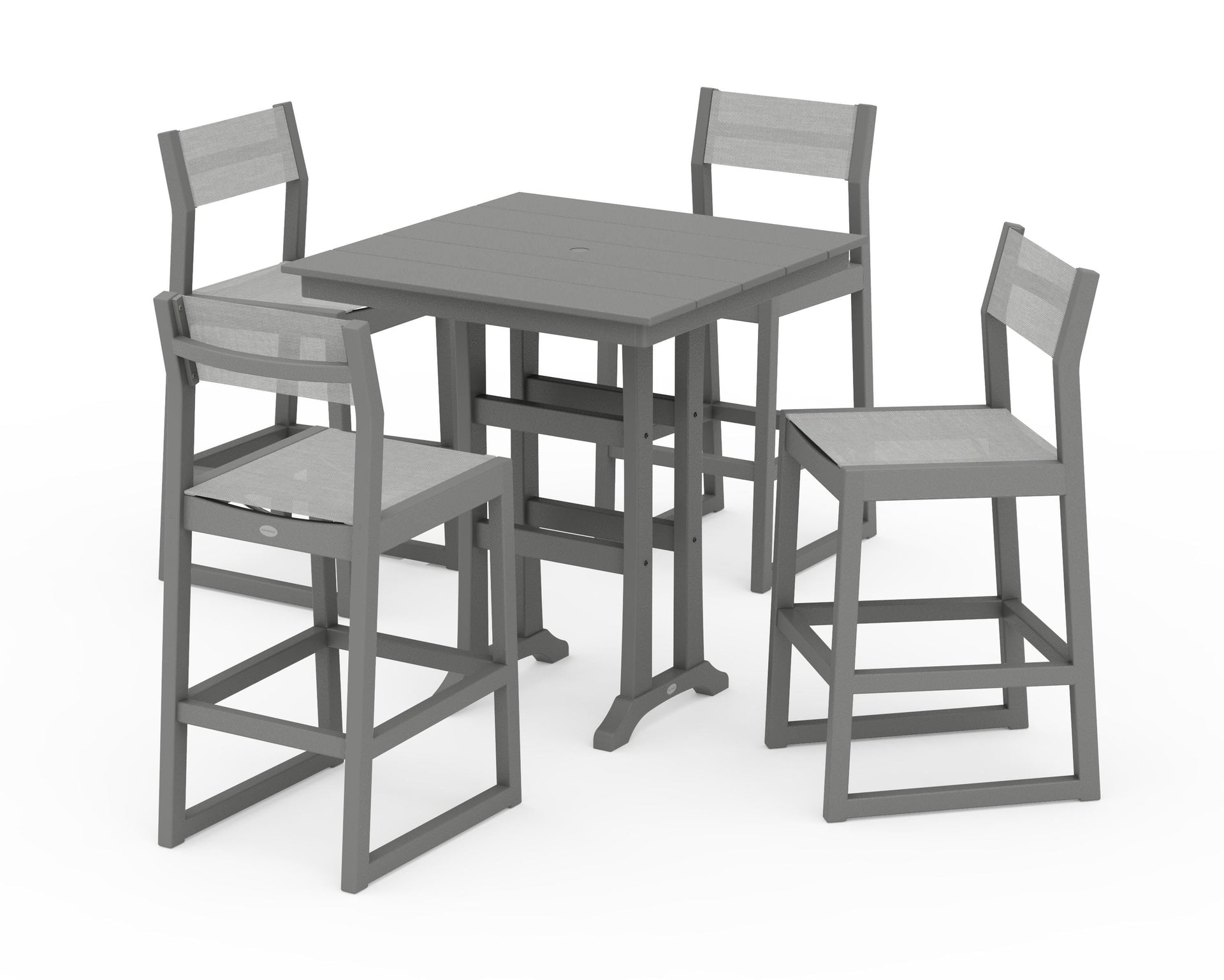 EDGE Sling Arm Chair 5-Piece Farmhouse Bar Set with Trestle Legs