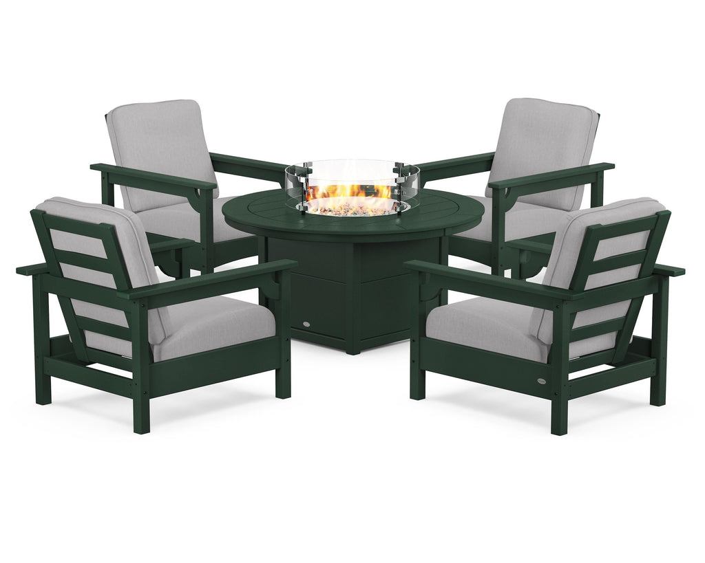 Club 5-Piece Conversation Set with Fire Pit Table