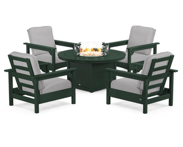 Club 5-Piece Conversation Set with Fire Pit Table