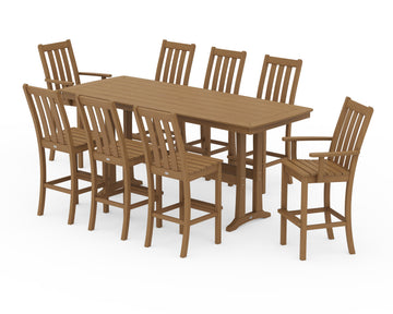 Vineyard 9-Piece Bar Set with Trestle Legs