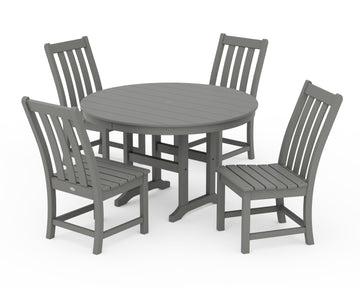 Vineyard 5-Piece Round Farmhouse Side Chair Dining Set