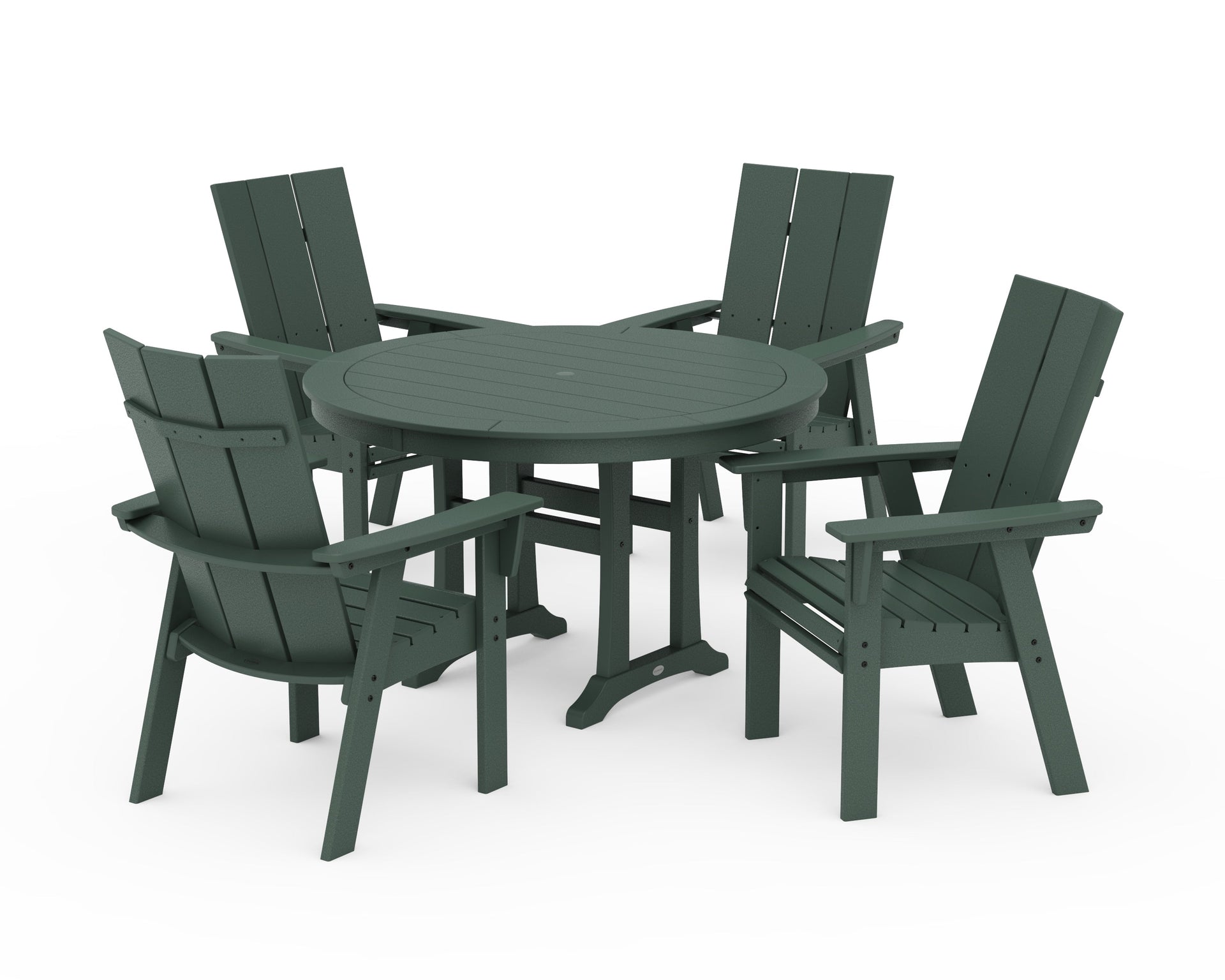 Modern Curveback Adirondack 5-Piece Nautical Trestle Dining Set