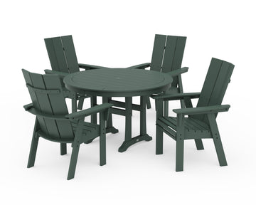 Modern Curveback Adirondack 5-Piece Nautical Trestle Dining Set