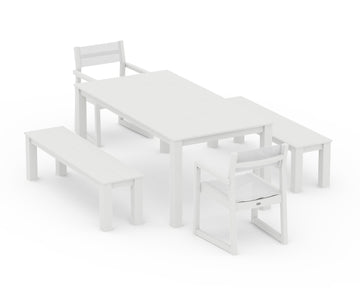 EDGE Sling Arm Chair 5-Piece Parsons Dining Set with Benches