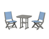 Coastal Folding Side Chair 3-Piece Dining Set