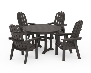 Vineyard Curveback Adirondack 5-Piece Nautical Trestle Dining Set