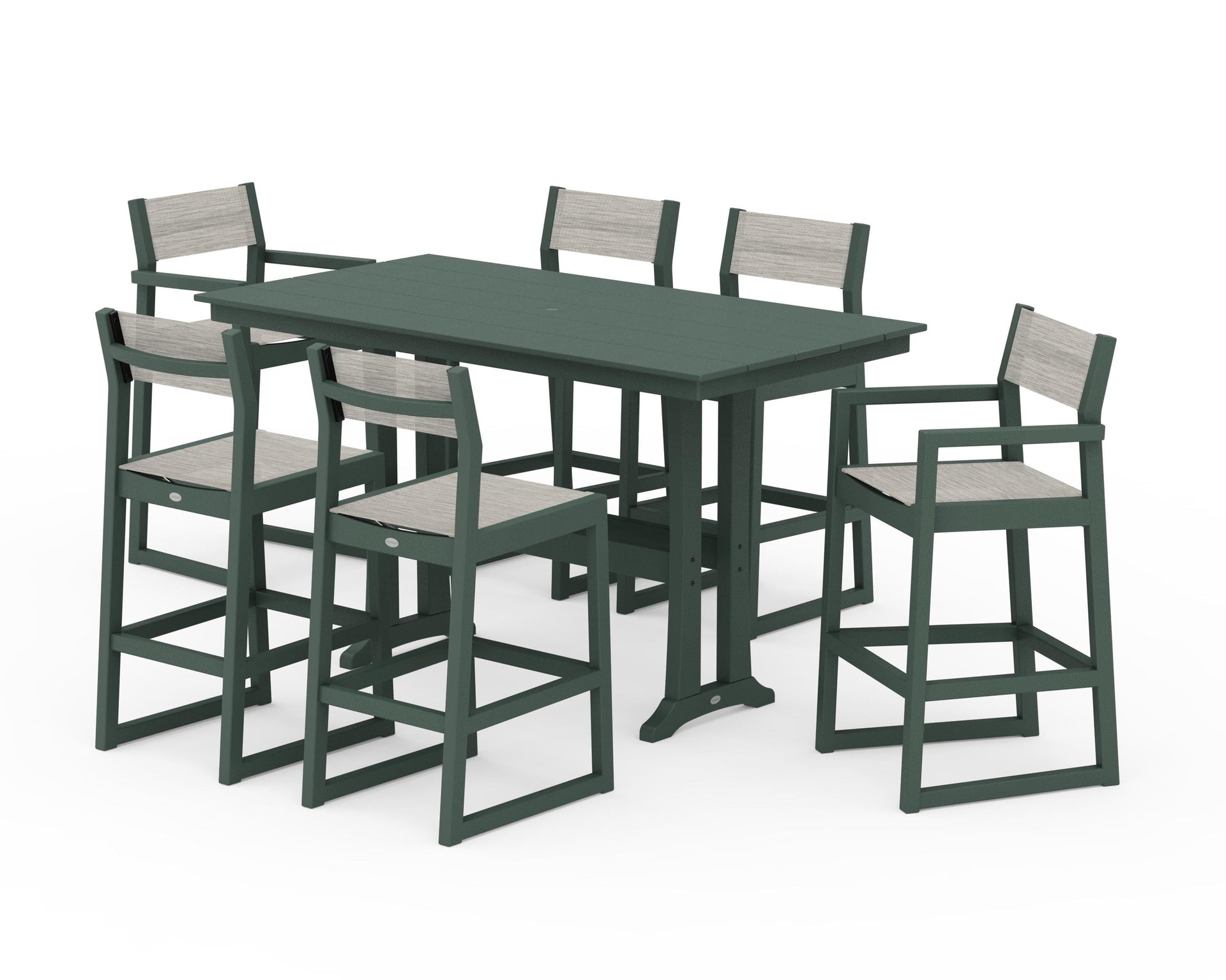 EDGE Sling 7-Piece Farmhouse Bar Set with Trestle Legs