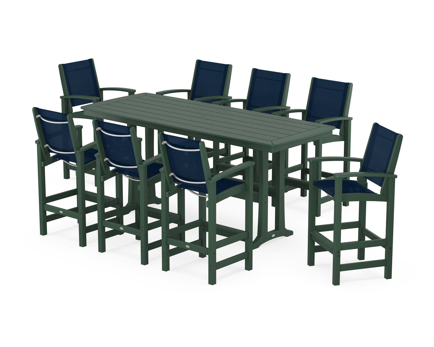 Coastal 9-Piece Bar Set with Trestle Legs