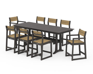 EDGE Sling 9-Piece Farmhouse Counter Set with Trestle Legs
