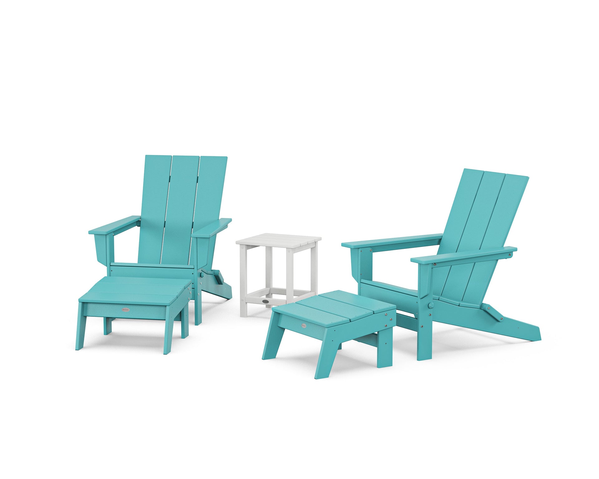 5-Piece Modern Studio Folding Adirondack Set with Ottomans and Side Table