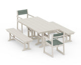 EDGE Sling Arm Chair 5-Piece Farmhouse Dining Set with Benches