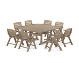 Nautical Lowback 9-Piece Square Dining Set with Trestle Legs