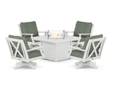 Braxton 5-Piece Deep Seating Swivel Conversation Set with Fire Pit Table
