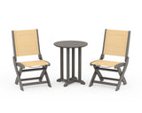 Coastal Folding Side Chair 3-Piece Round Bistro Dining Set