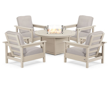 Club 5-Piece Conversation Set with Fire Pit Table