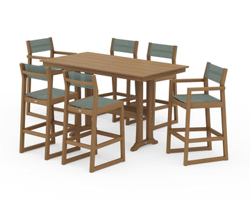 EDGE Sling 7-Piece Farmhouse Bar Set with Trestle Legs