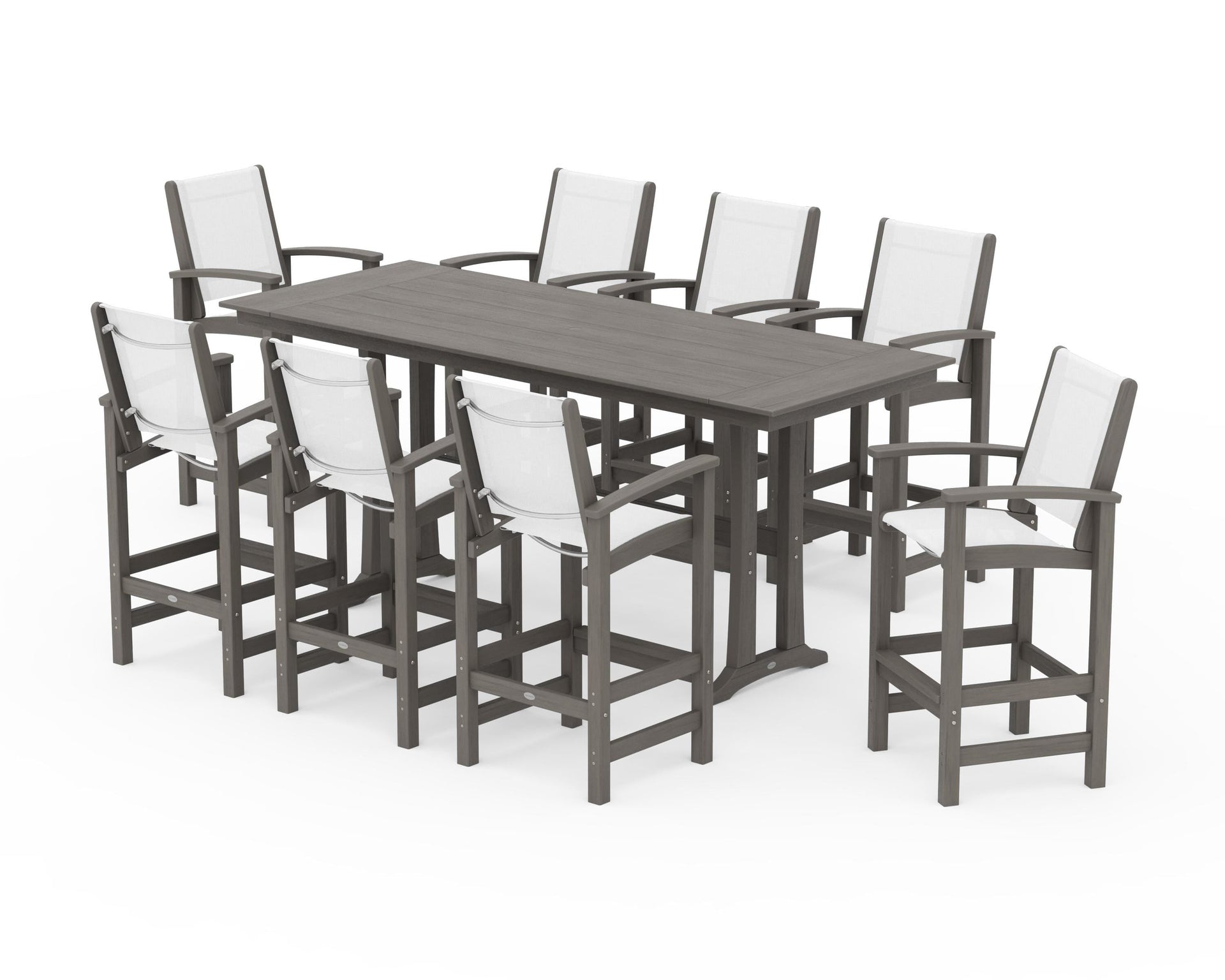 Coastal 9-Piece Farmhouse Bar Set with Trestle Legs