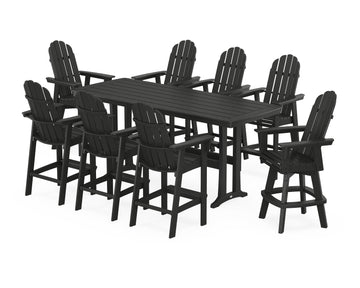 Vineyard Curveback Adirondack Swivel 9-Piece Bar Set with Trestle Legs