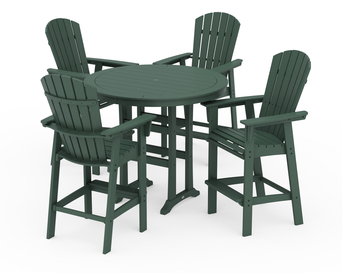 Nautical Curveback Adirondack 5-Piece Round Trestle Bar Set