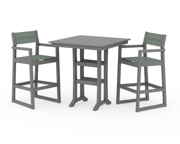 EDGE Sling Arm Chair 3-Piece Farmhouse Bar Set with Trestle Legs