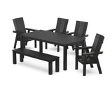 Modern Curveback Adirondack 6-Piece Parsons Dining Set with Bench