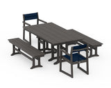 EDGE Sling Arm Chair 5-Piece Farmhouse Dining Set with Benches