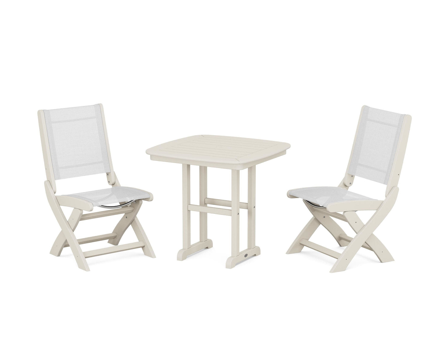 Coastal Folding Side Chair 3-Piece Dining Set