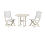 Coastal Folding Side Chair 3-Piece Dining Set