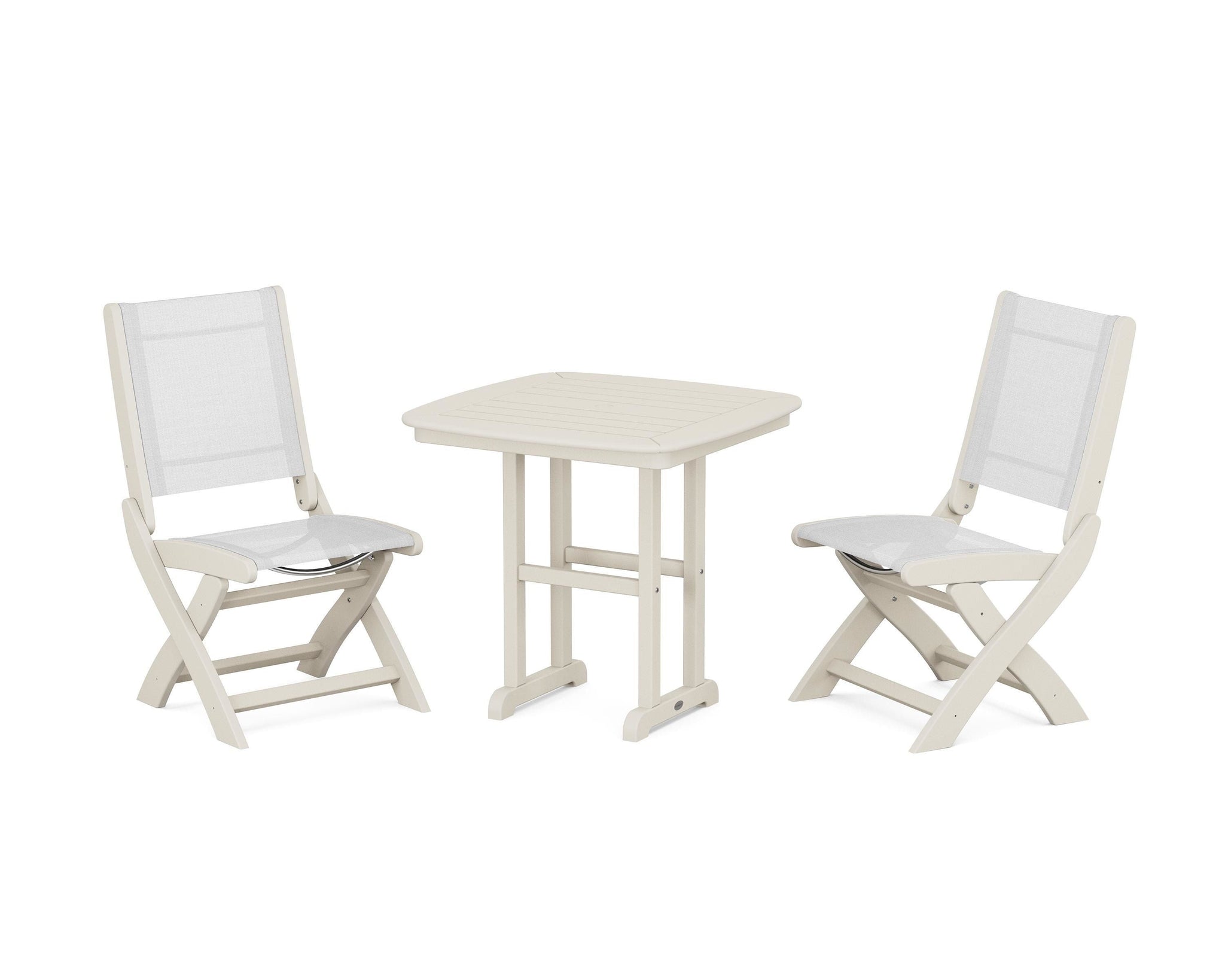 Coastal Folding Side Chair 3-Piece Dining Set