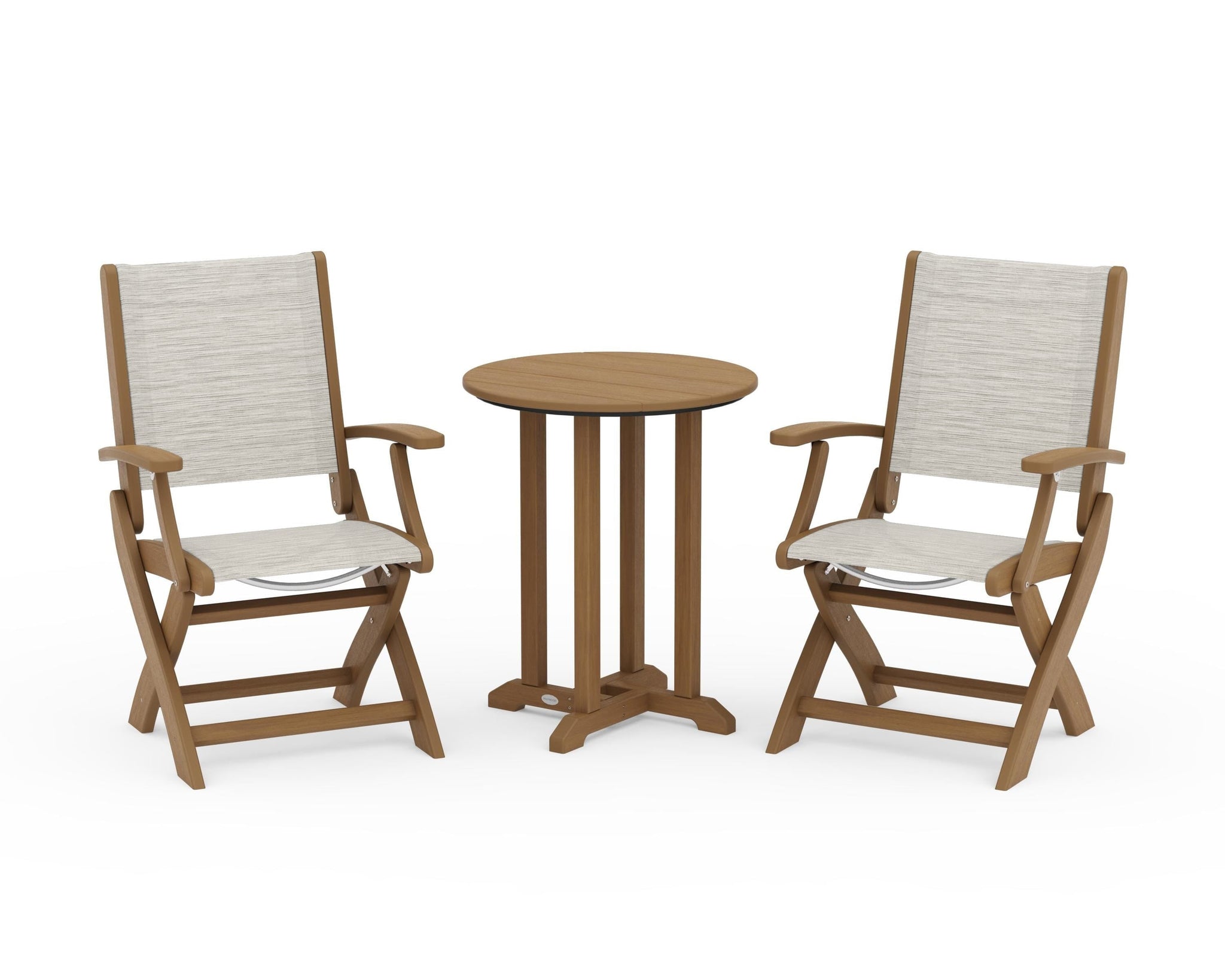 Coastal Folding 3-Piece Round Bistro Dining Set