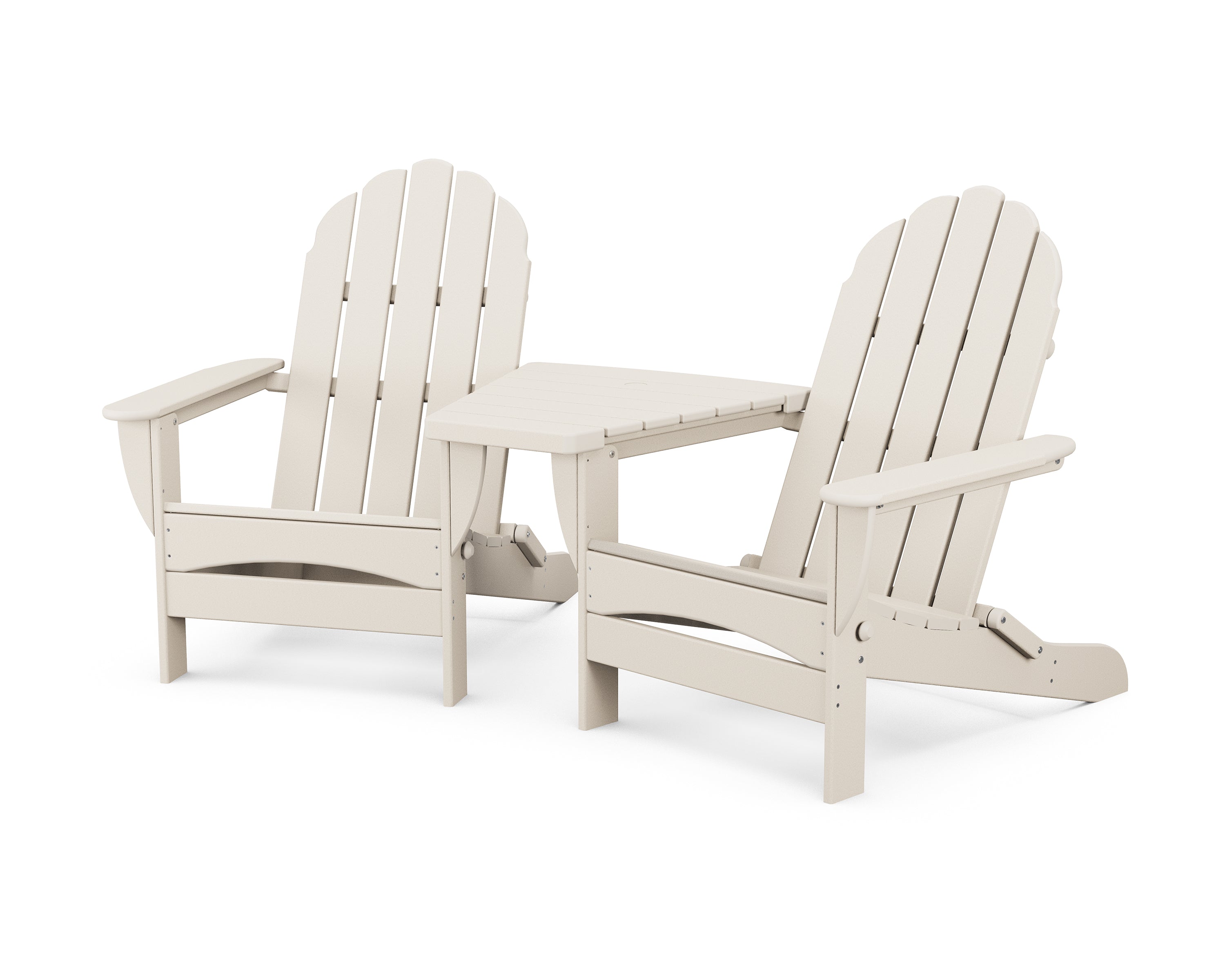 Classic Oversized Adirondacks with Angled Connecting Table