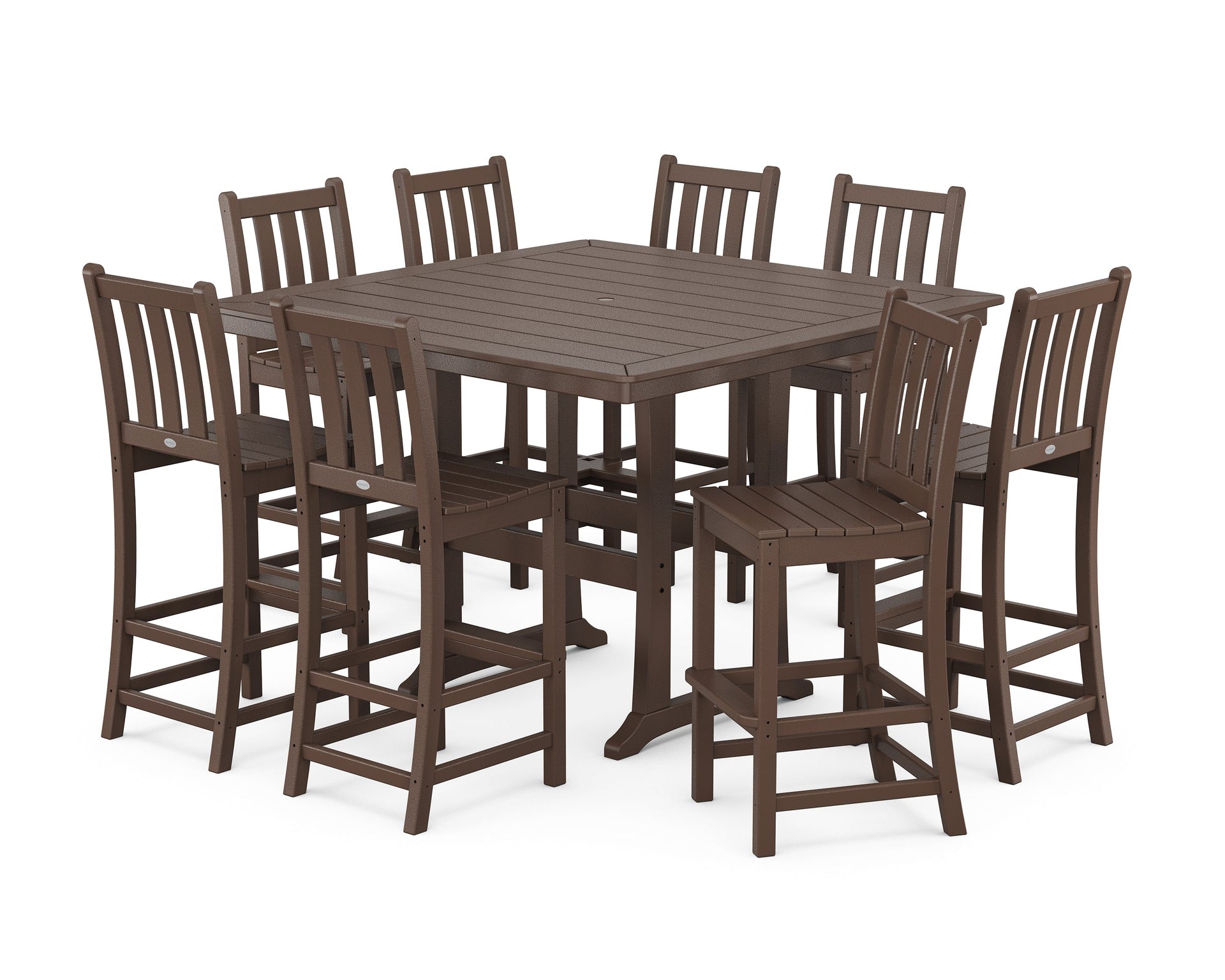 Traditional Garden 9-Piece Nautical Trestle Bar Set