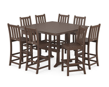 Traditional Garden 9-Piece Nautical Trestle Bar Set