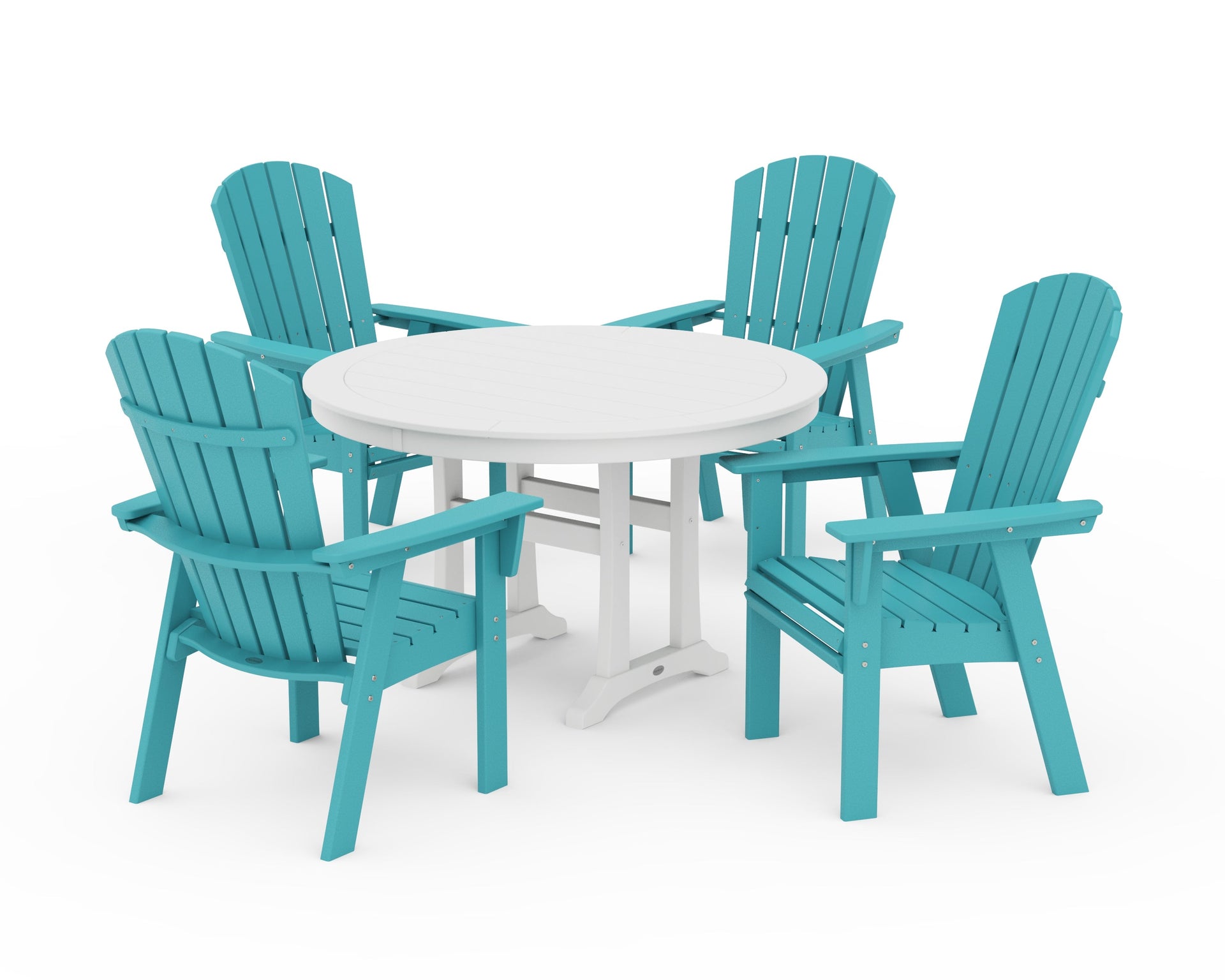 Nautical Curveback Adirondack 5-Piece Round Dining Set with Trestle Legs