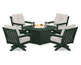 Vineyard 5-Piece Deep Seating Swivel Conversation Set with Fire Pit Table