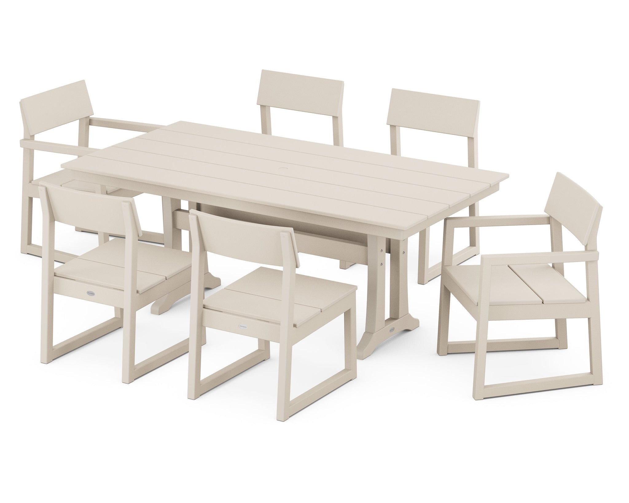 EDGE 7-Piece Farmhouse Trestle Dining Set