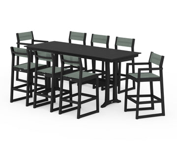 EDGE Sling 9-Piece Farmhouse Bar Set with Trestle Legs