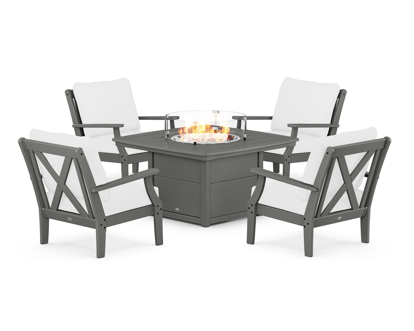 Braxton 5-Piece Deep Seating Conversation Set with Fire Pit Table